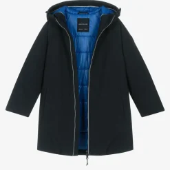 Boys Navy Blue Hooded Parka Coat