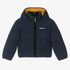 Boys Navy Blue Hooded Puffer Jacket