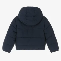 Boys Navy Blue Hooded Puffer Jacket