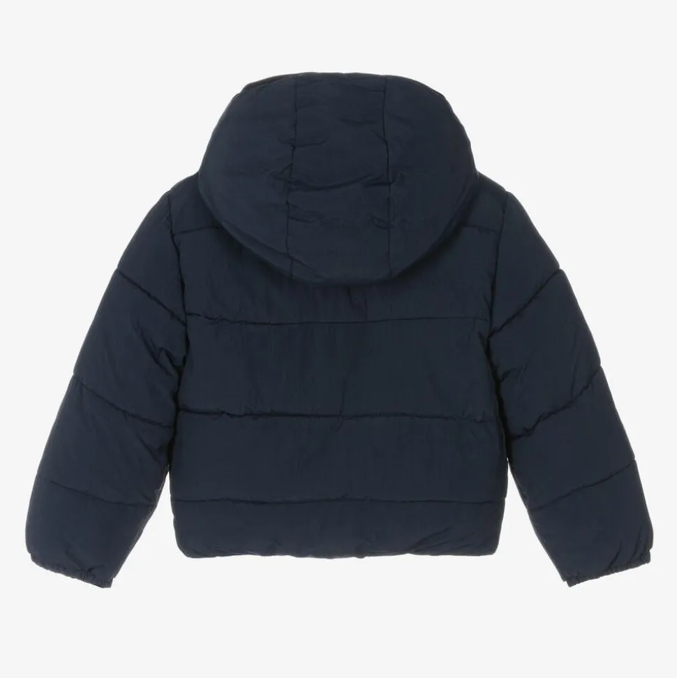 Boys Navy Blue Hooded Puffer Jacket