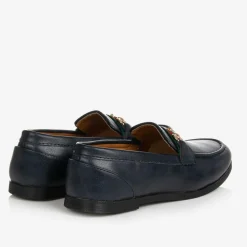 Boys Navy Blue Horsebit Loafers