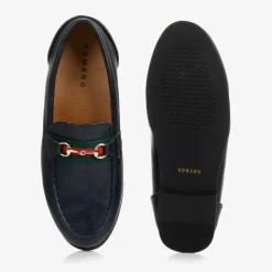 Boys Navy Blue Horsebit Loafers