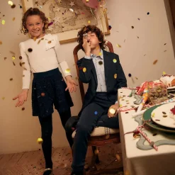 Boys Navy Blue Jersey Chino Trousers