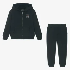 Boys Navy Blue Jersey Tracksuit