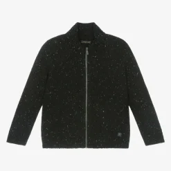 Boys Navy Blue Knitted Zip-Up Top