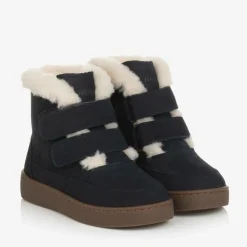 Boys Navy Blue Leather Boots