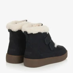 Boys Navy Blue Leather Boots