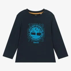 Boys Navy Blue Logo Print Top