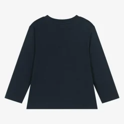 Boys Navy Blue Logo Print Top