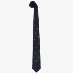 Boys Navy Blue Pony Logo Silk Tie