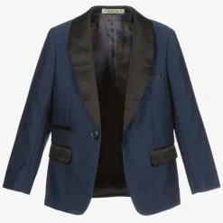 Boys Navy Blue Satin Suit