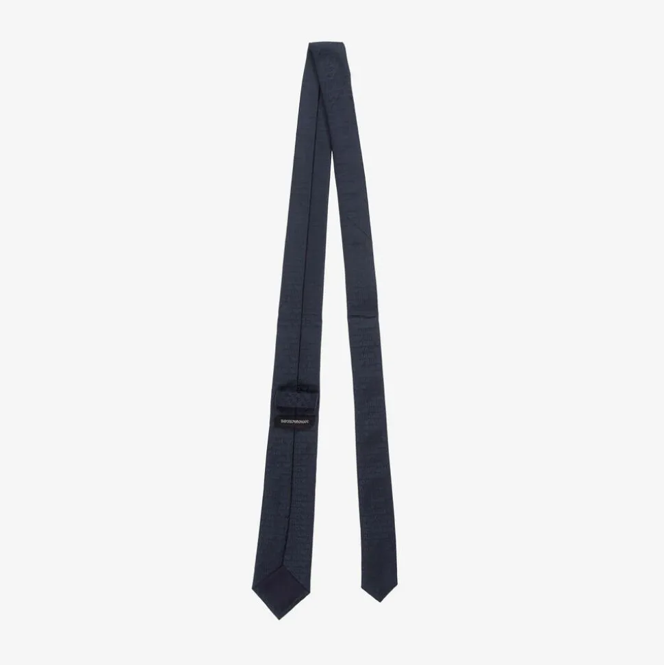 Boys Navy Blue Silk Jacquard Tie