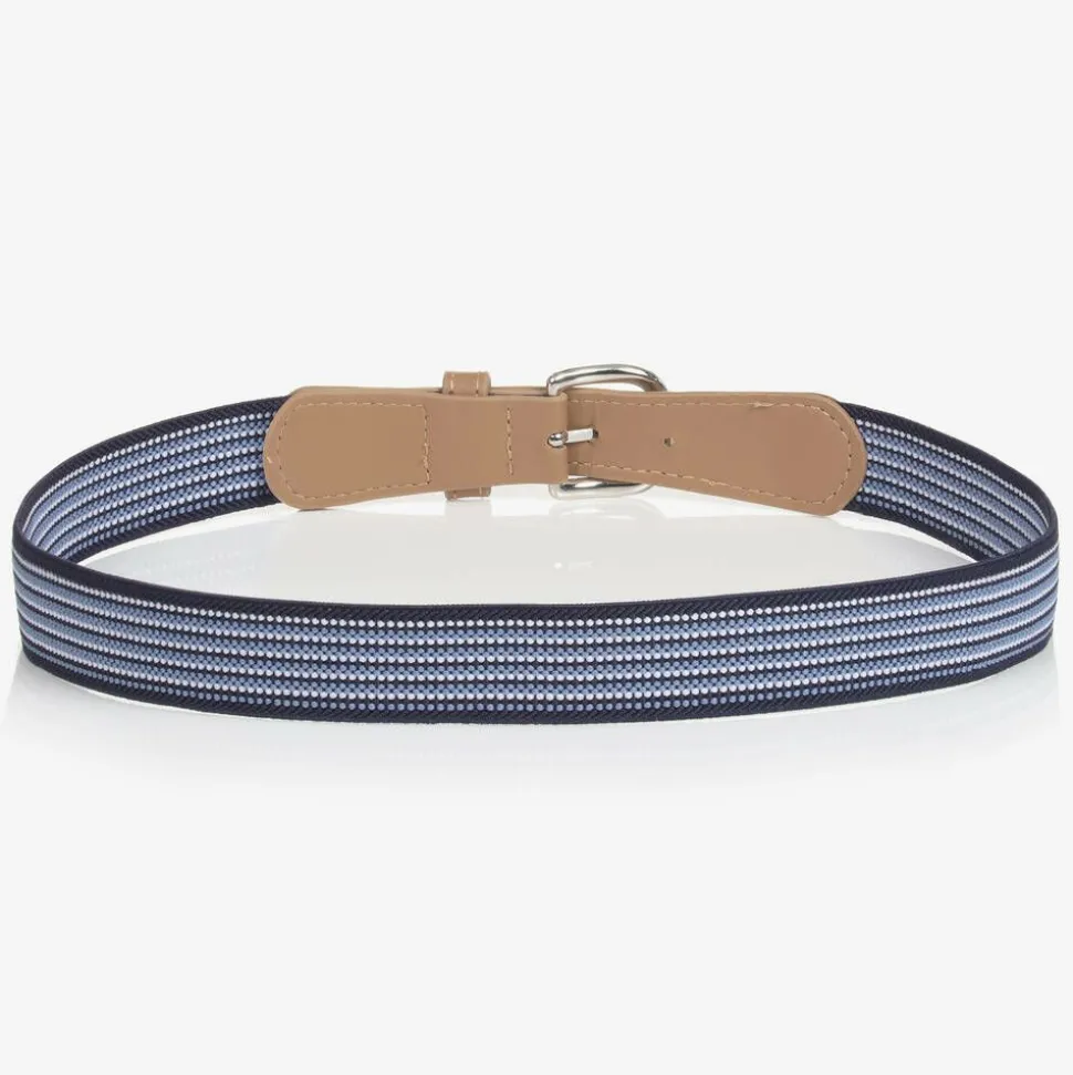 Boys Navy Blue Striped Belt