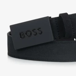 Boys Navy Blue Suede Leather Belt