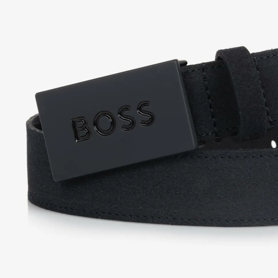 Boys Navy Blue Suede Leather Belt