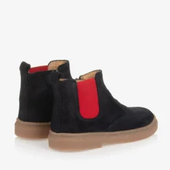 Boys Navy Blue Suede Leather Boots
