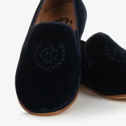 Boys Navy Blue Velvet Loafers