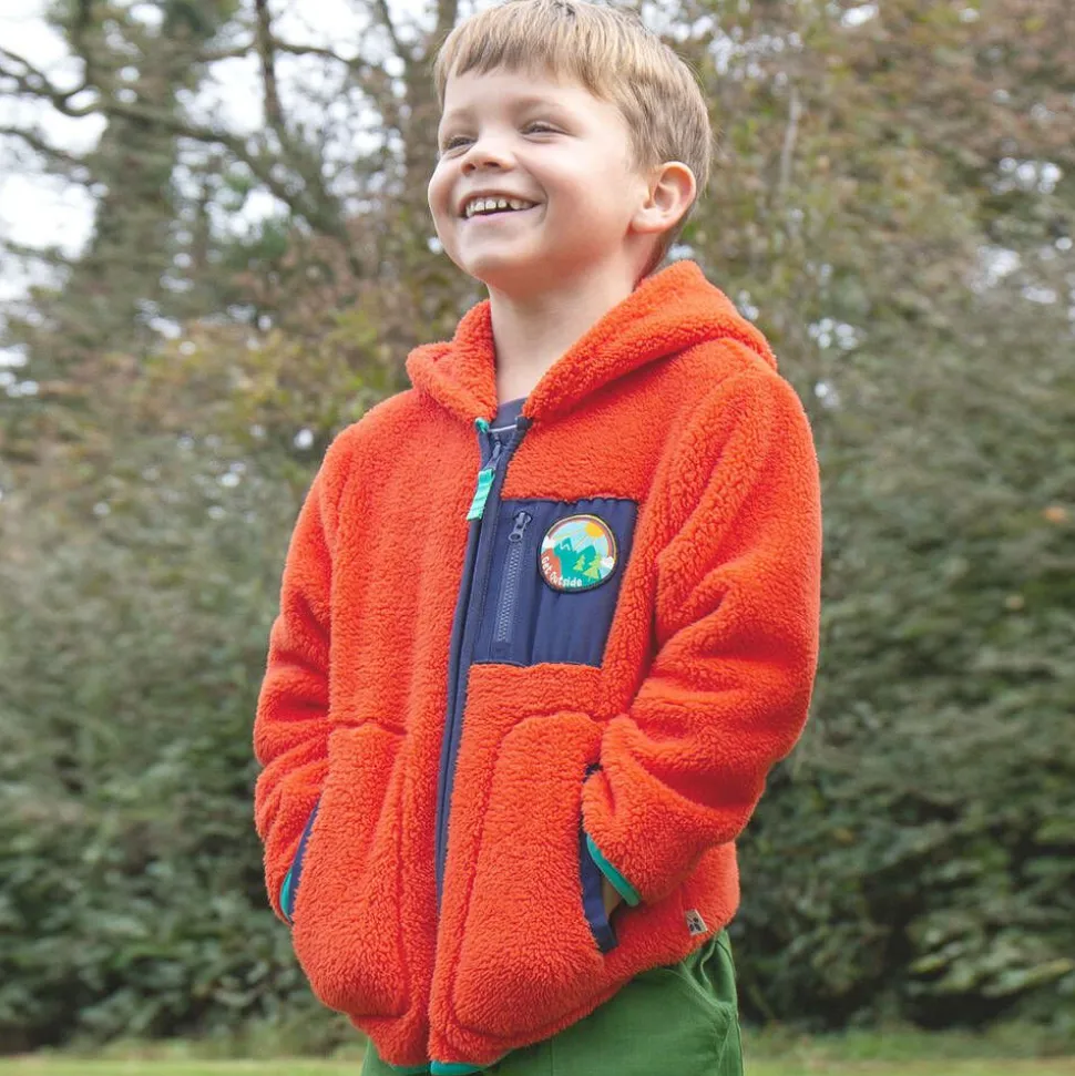 Boys Orange Fleece Zip-Up Top