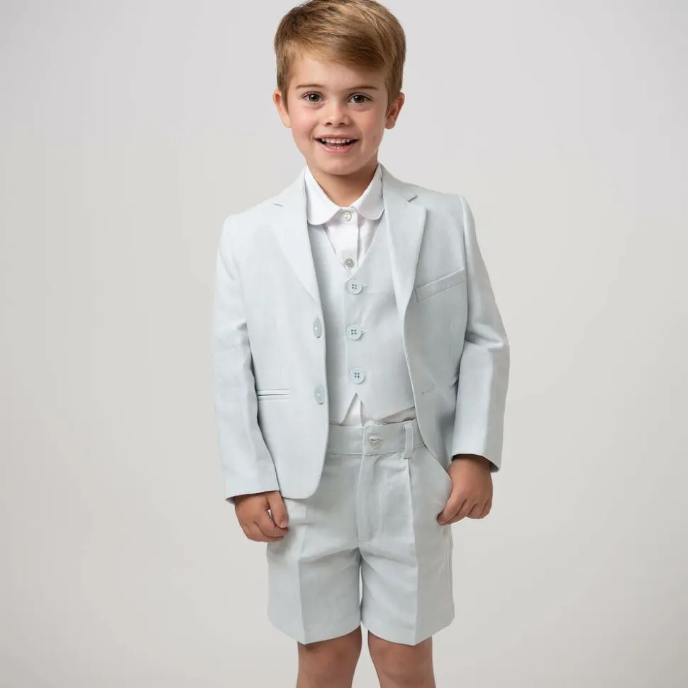 Boys Pale Blue Cotton Shorts Suit