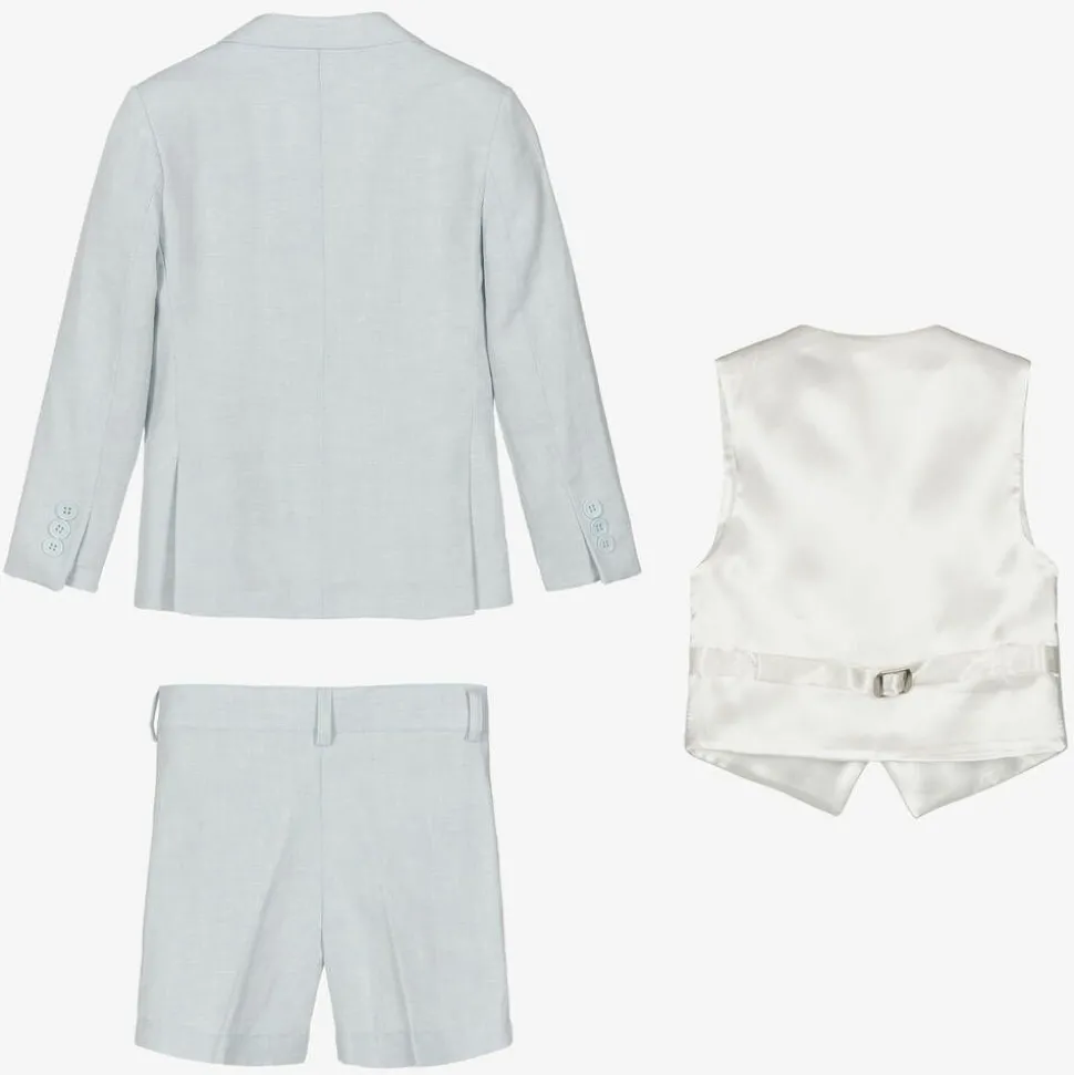 Boys Pale Blue Cotton Shorts Suit