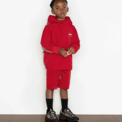 Boys Red & Beige Check Cargo Shorts