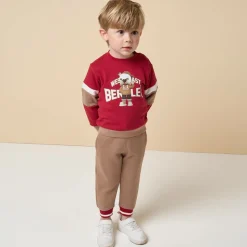 Boys Red & Beige Cotton Tracksuit