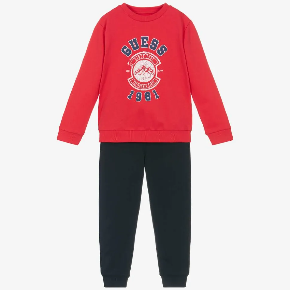 Boys Red & Blue Cotton Tracksuit