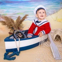 Boys Red & Blue Sailor Suit
