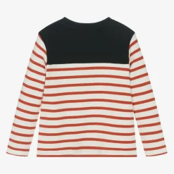 Boys Red & Ivory Breton Striped Cotton Top