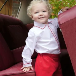 Boys Red & Ivory Cotton Buster Suit