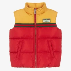 Boys Red & Yellow Down Padded Gilet