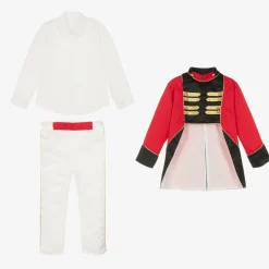 Boys Red Cotton & Satin Suit