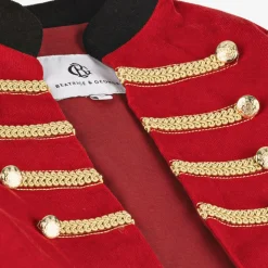 Boys Red Cotton Military 3 Piece Suit