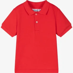 Boys Red Cotton Piqué Polo Shirt
