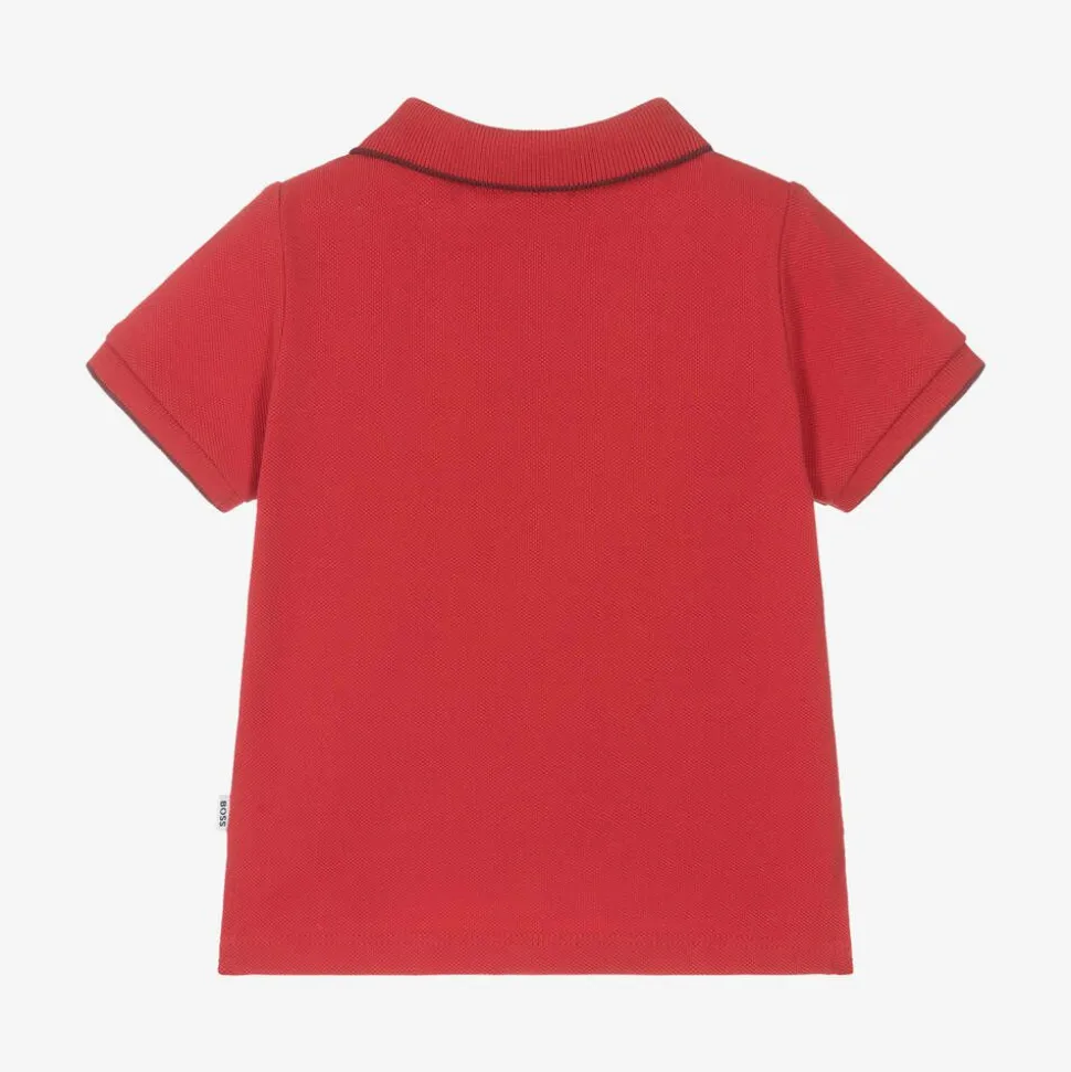 Boys Red Cotton Polo Shirt