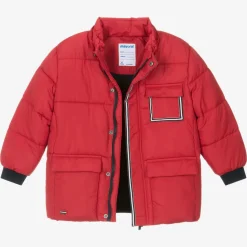 Boys Red Hooded Puffer Coat