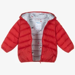 Boys Red Hooded Puffer Jacket