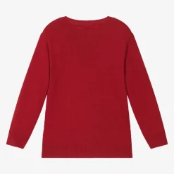 Boys Red Knitted Cotton & Wool Sweater