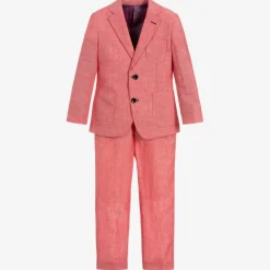 Boys Red Linen Suit