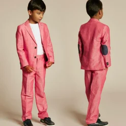 Boys Red Linen Suit