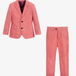 Boys Red Linen Suit