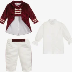 Boys Red Satin & Velvet Suit