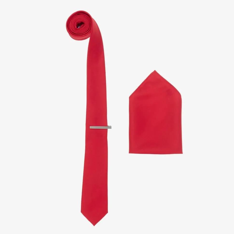Boys Red Satin Tie Set