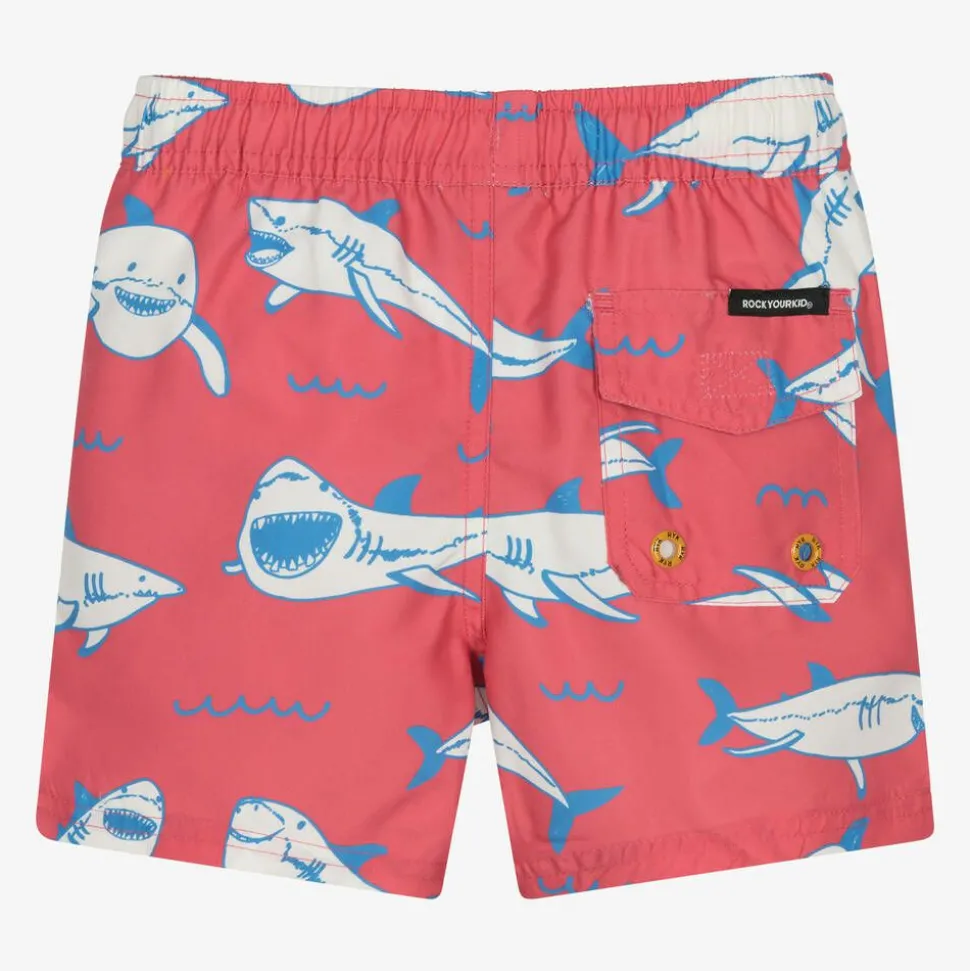 Boys Red Sharks Swim Shorts