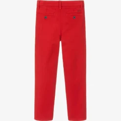 Boys Red Slim Fit Chino Trousers