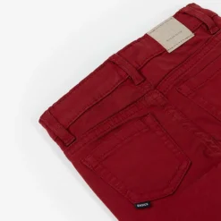 Boys Red Slim Fit Cotton Trousers
