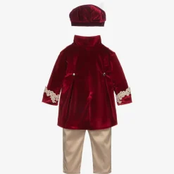 Boys Red Velvet & Satin Suit