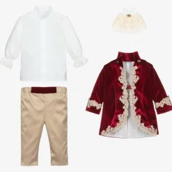 Boys Red Velvet & Satin Suit