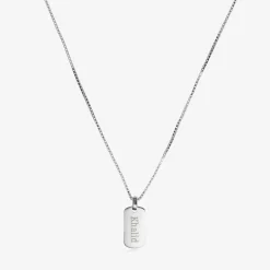 Boys Silver Personalised Tag Necklace (38cm)