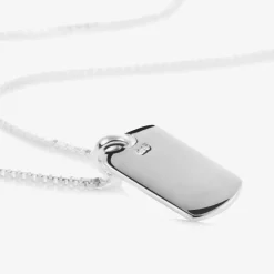 Boys Silver Personalised Tag Necklace (38cm)